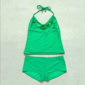 green two-piece swimsuit